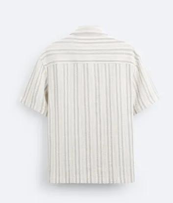 Zara Stripes Cotton Short Sleeves Shirts