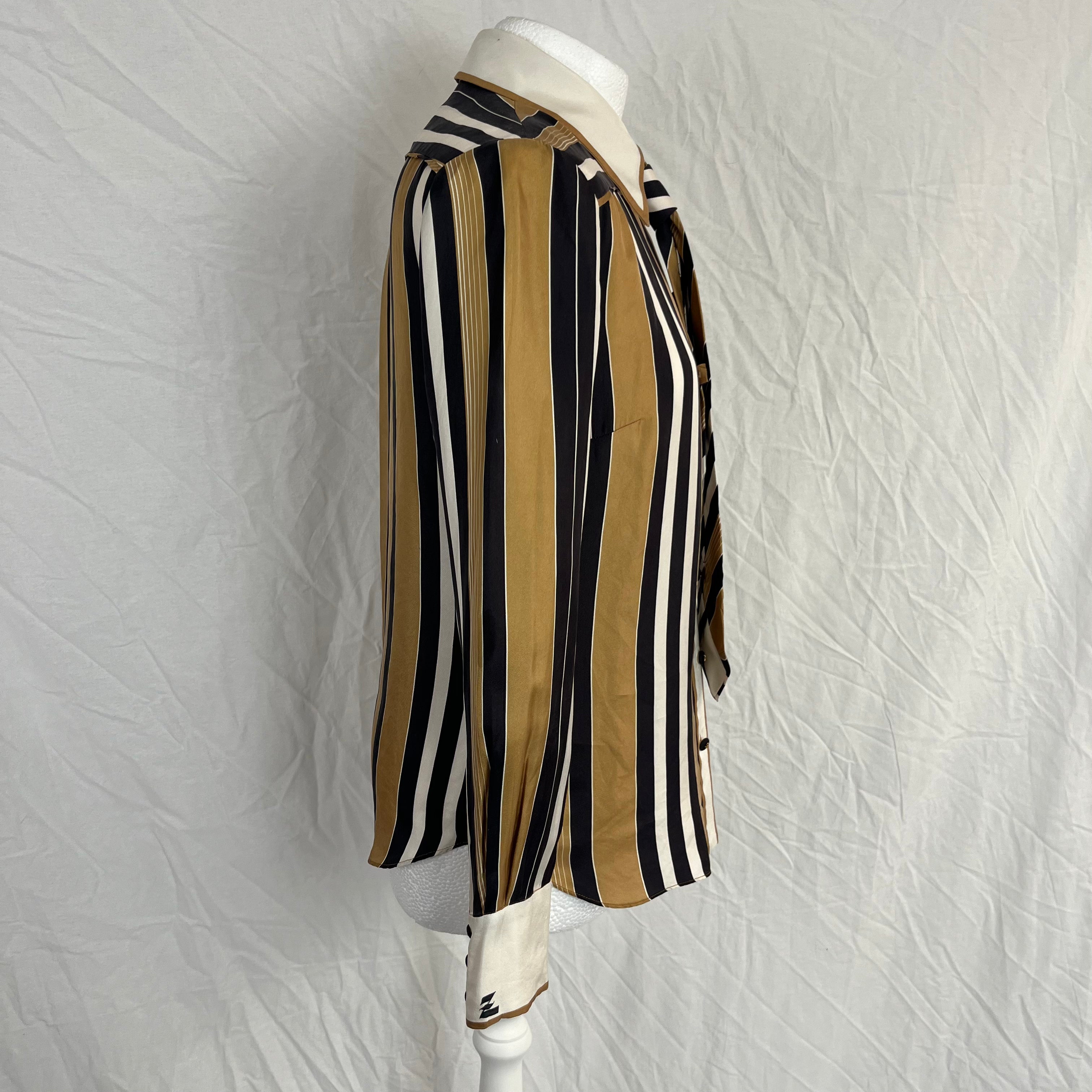 Zimmermann Silk Striped Shirt with Tie Extra Small