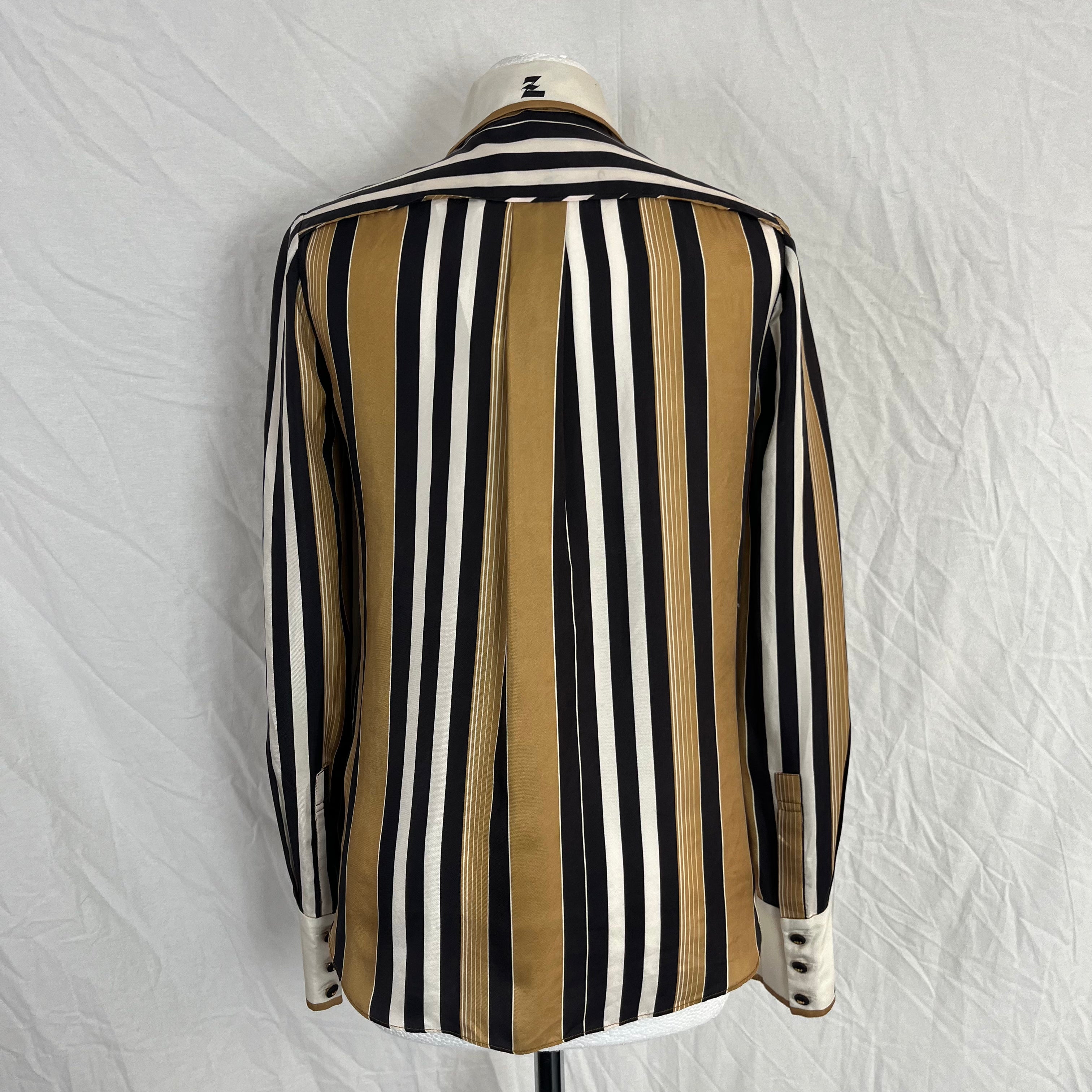 Zimmermann Silk Striped Shirt with Tie Extra Small