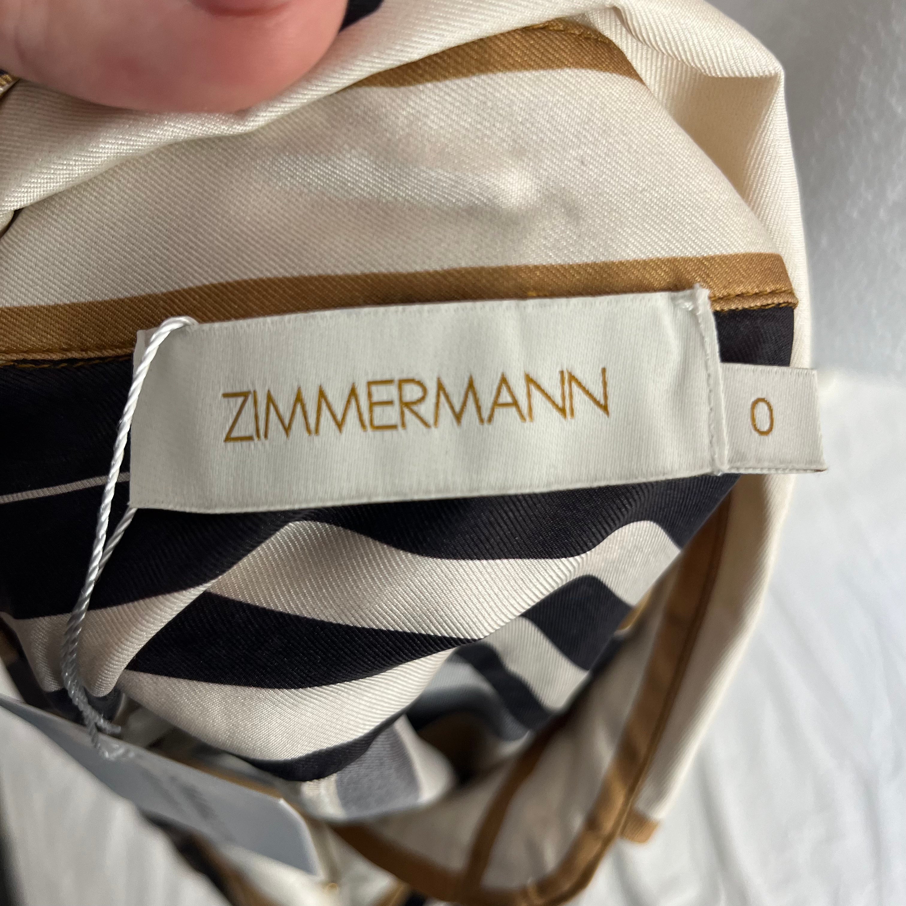 Zimmermann Silk Striped Shirt with Tie Extra Small