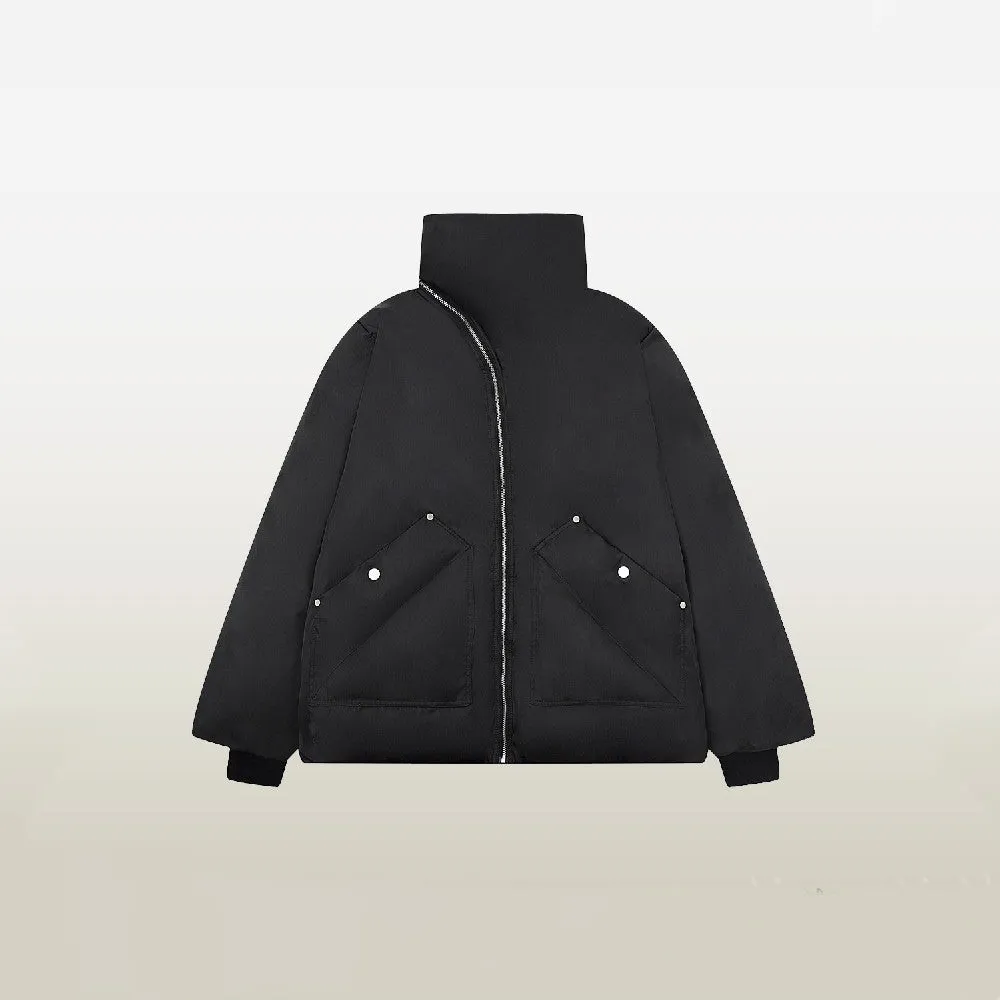 Zip Front Irregular Puffer Jacket