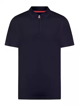 Zippered cotton polo shirt